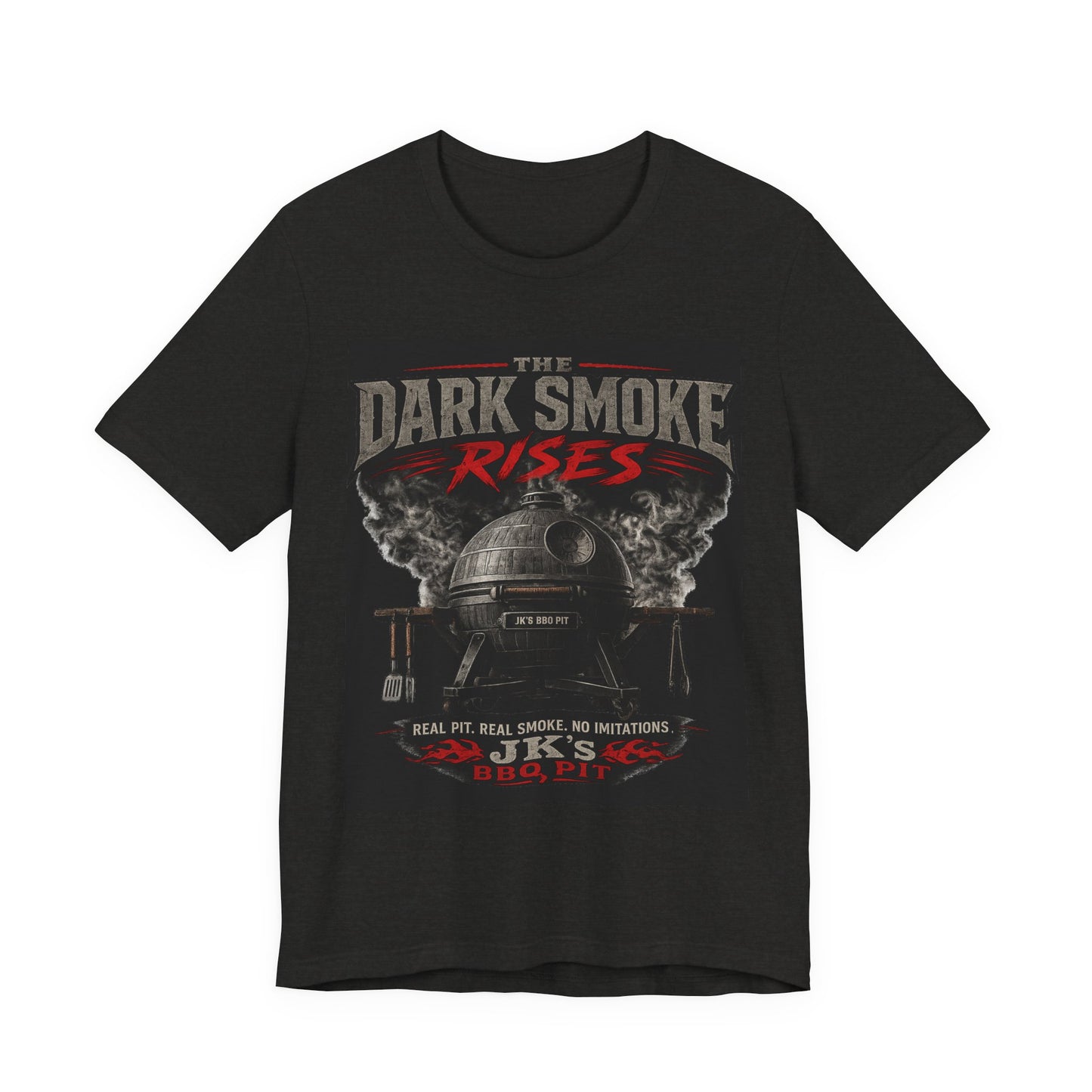BBQ Grill T-Shirt — "The Dark Smoke Rises" Vintage Smoker Tee