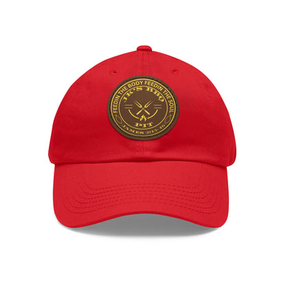 JK’s BBQ Pit Dad Hat – “Feed the Body, Feed the Soul” Leather Patch Cap