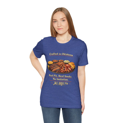 BBQ Pit T-Shirt — “Crafted in Oklahoma: Real Pit, Real Smoke”