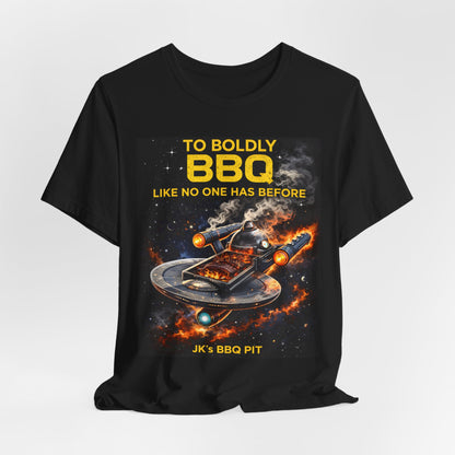 JK’s BBQ Pit “To Boldly BBQ” T-Shirt – Pitmaster Grilling Tee