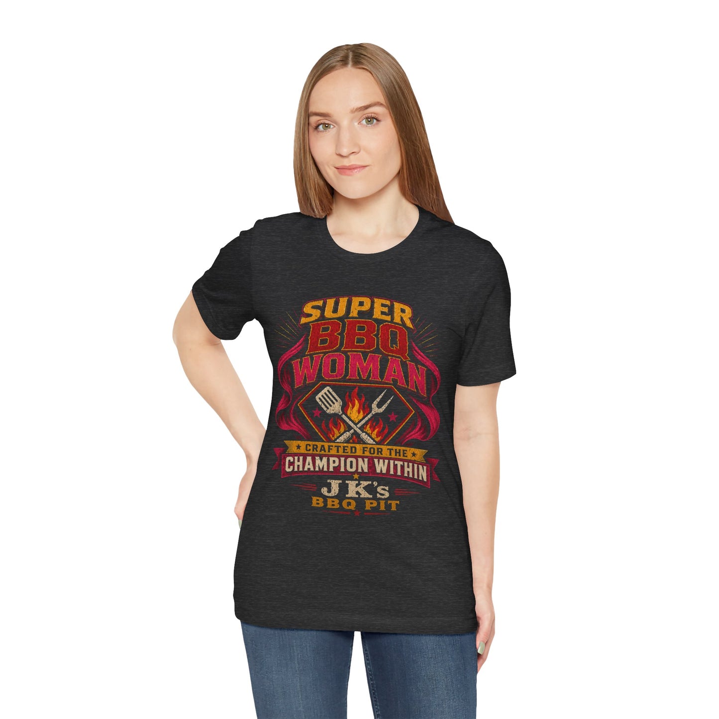 BBQ Woman T-Shirt — "Super BBQ Woman: Crafted for the Champion Within"