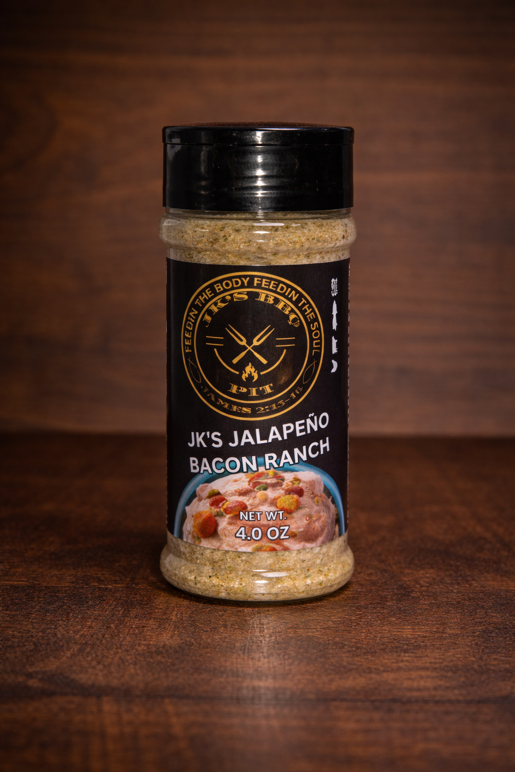 4 oz jalapeño bacon ranch BBQ seasoning rub for burgers, chicken, and vegetables – small batch pitmaster seasoning by JK’s BBQ Pit