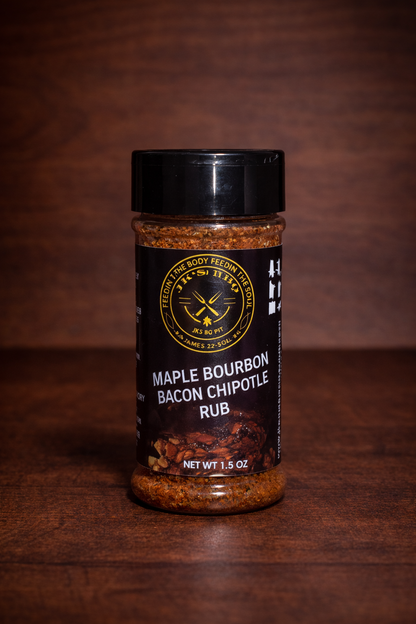 1.5 oz maple bourbon bacon chipotle BBQ rub for pork, chicken, and ribs – sweet heat pitmaster seasoning by JK’s BBQ Pit