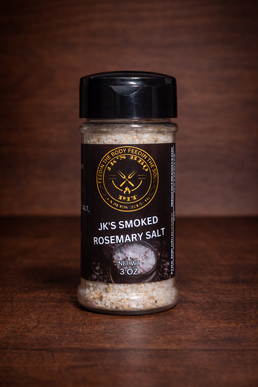 3 oz smoked rosemary salt for steak, chicken, and vegetables – small batch pit smoked seasoning by JK’s BBQ Pit
